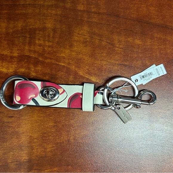 Coach Red and Cream Cherry Key & Card Holder NWT - Picture 1 of 5